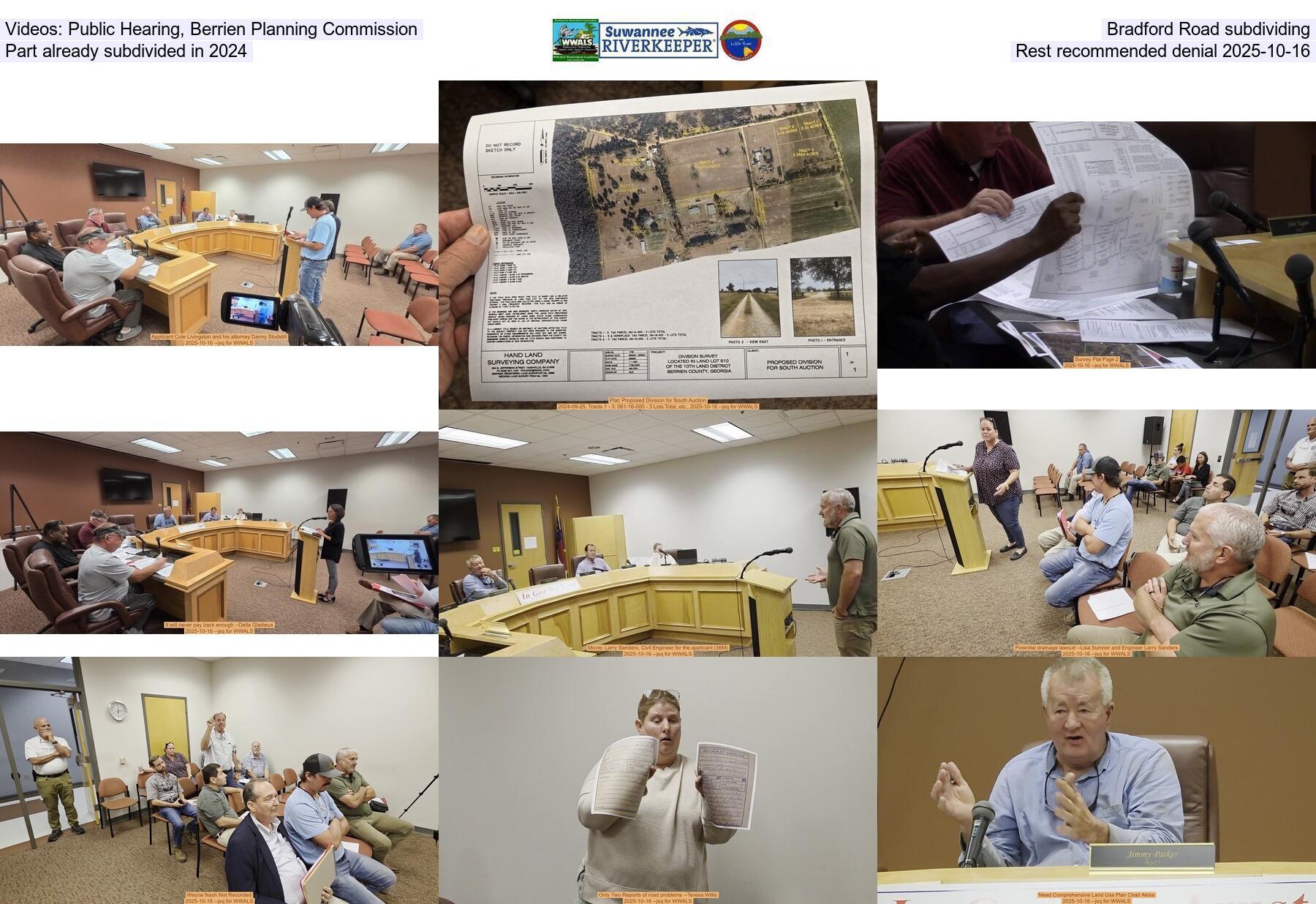 [Videos: Public Hearing, Berrien Planning Commission, Bradford Road subdividing, Part already subdivided in 2024, Rest recommended denial 2025-10-16]