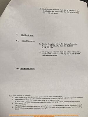[VI. 2. Cole Livingston: Subdivide Multi-lots off Old Valdsota Hwy, Bradford Rd, and Strawder Rd, Ray City, Ga. 31645 M&P 061-14-000, 001-16-002, 2025-10-16 --Berrien Planning Commission]