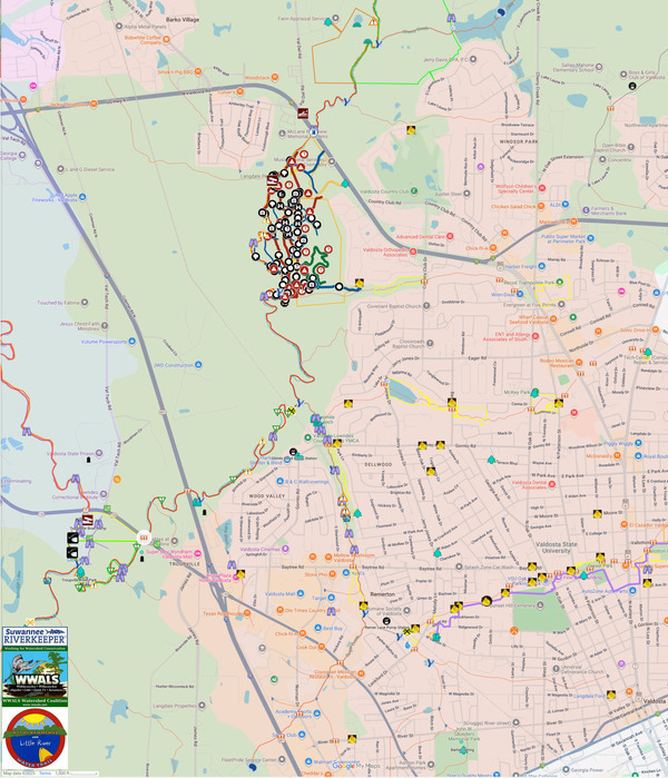 [Map: GA 133 Bridge, Withlacoochee River, Sugar Creek --WLRWT]