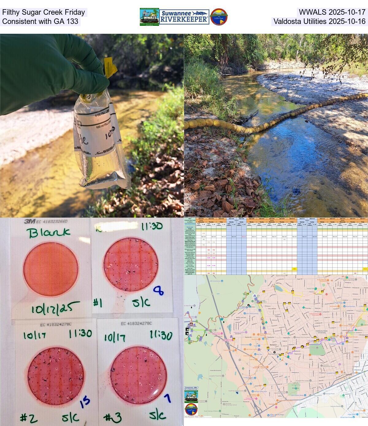 [Filthy Sugar Creek Friday, WWALS 2025-10-17, Consistent with GA 133, Valdosta Utilities 2025-10-16]