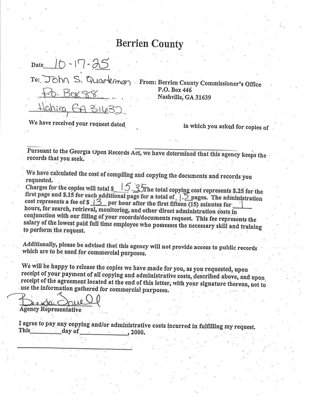 Charges, 2025-10-27 --Berrien County Commissioner's Office