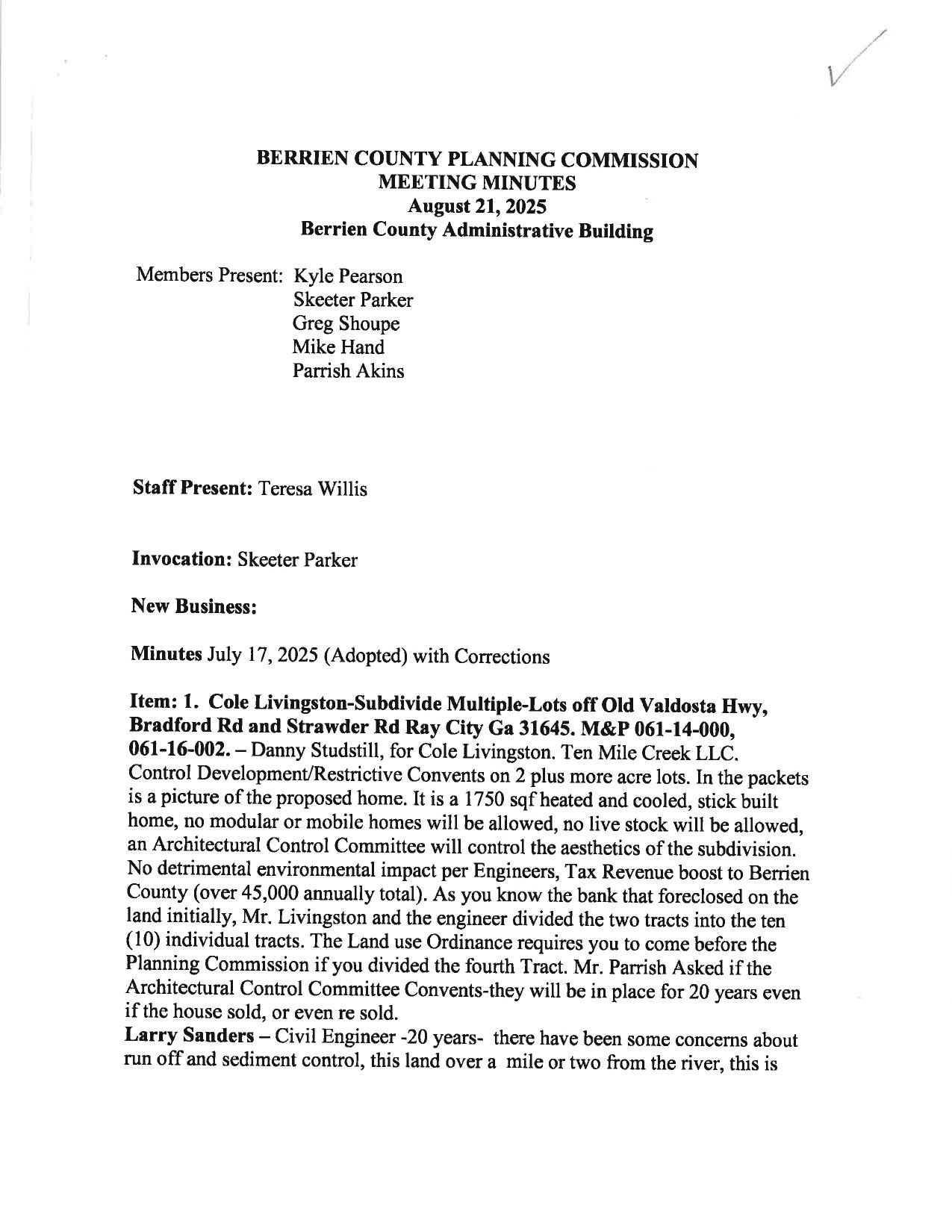 Minutes, 2025-08-21 --Berrien County Planning Commission