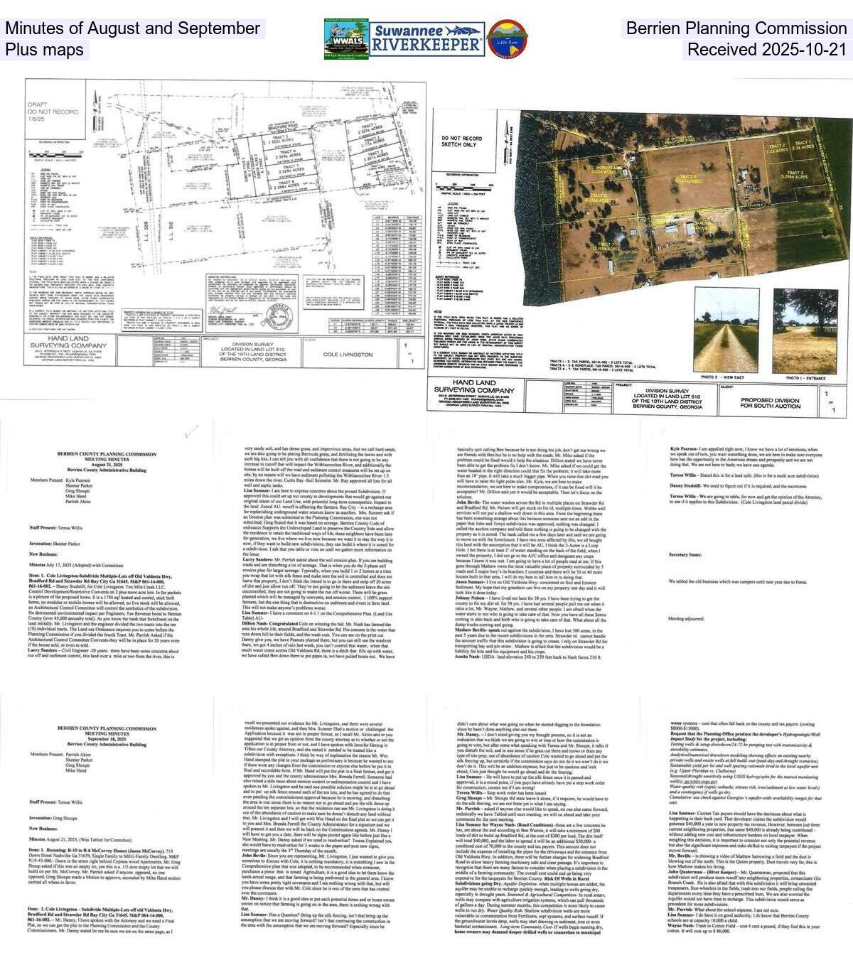 [Minutes of August and September, Berrien Planning Commission, Plus maps, Received 2025-10-21]