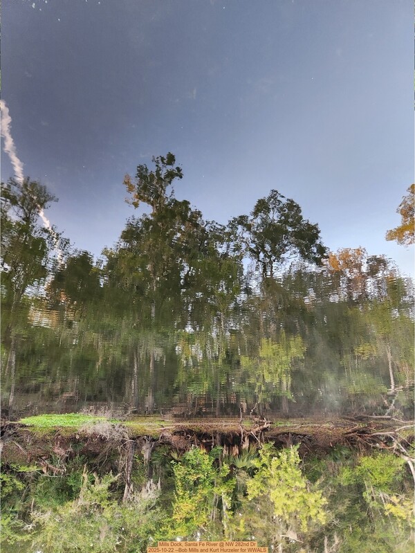 [Mills Dock, Santa Fe River @ NW 282nd Dr 2025-10-22 --Bob Mills and Kurt Hurzeler for WWALS]