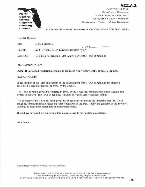[Resolution Recognizing 125th Anniversary of the Town of Jennings]