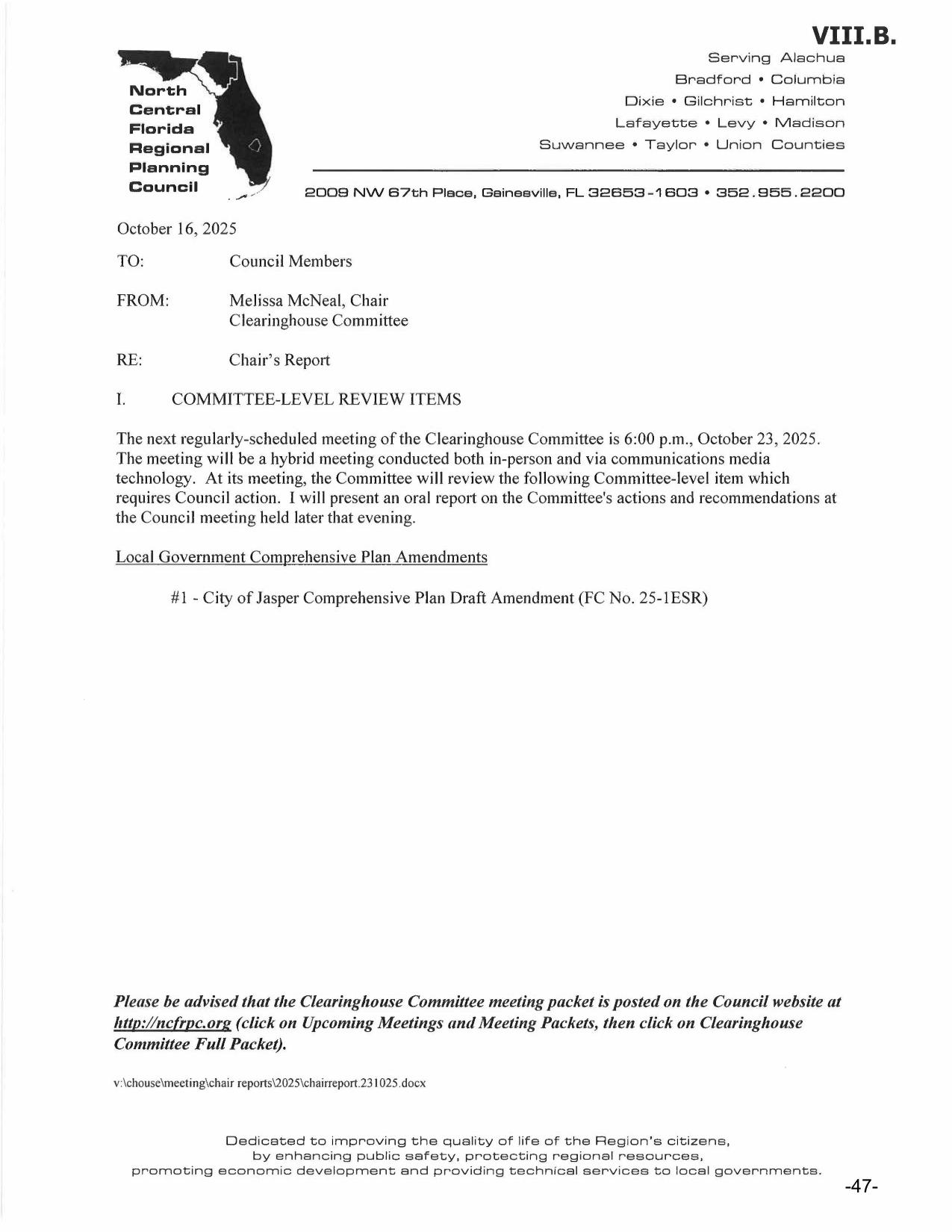 Chair's Report