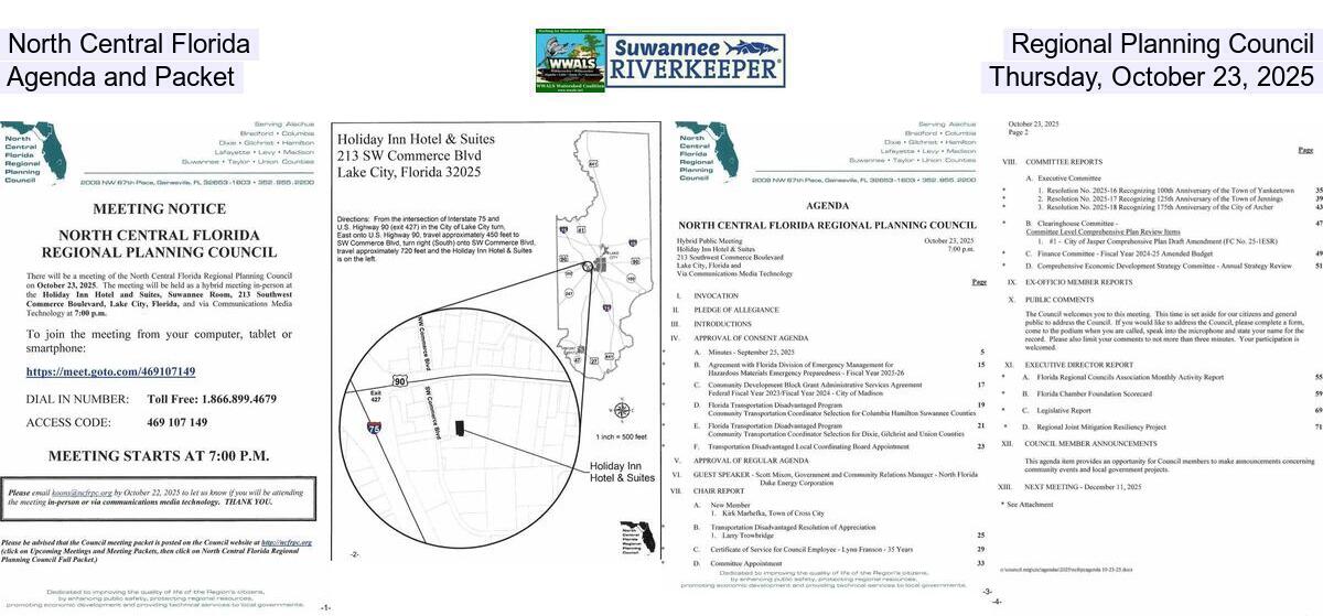 [North Central Florida Regional Planning Council, Agenda and Packet, Thursday, October 23, 2025]