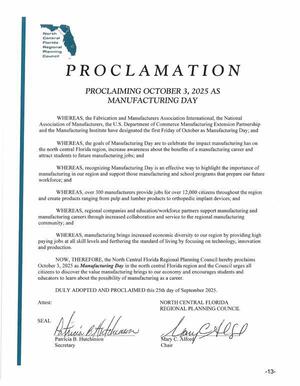 [Proclamation: Manufacturing Day October 3, 2025]