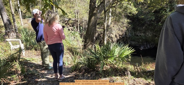 [Byron Herder surveys his domain, 2025:11:01 13:17:57, 30.4390502, -83.0897881 --jsq for WWALS]