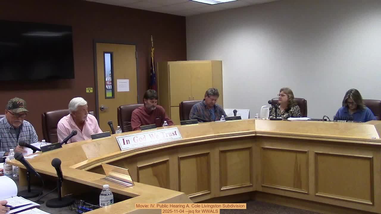Movie: IV. Public Hearing A. Cole Livingston Subdivision
