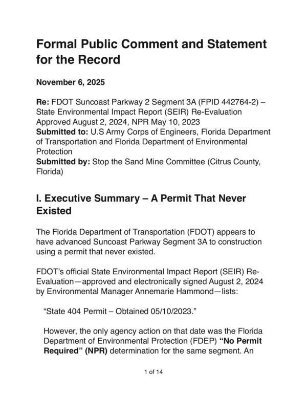 [I. Executive Summary – A Permit That Never Existed]