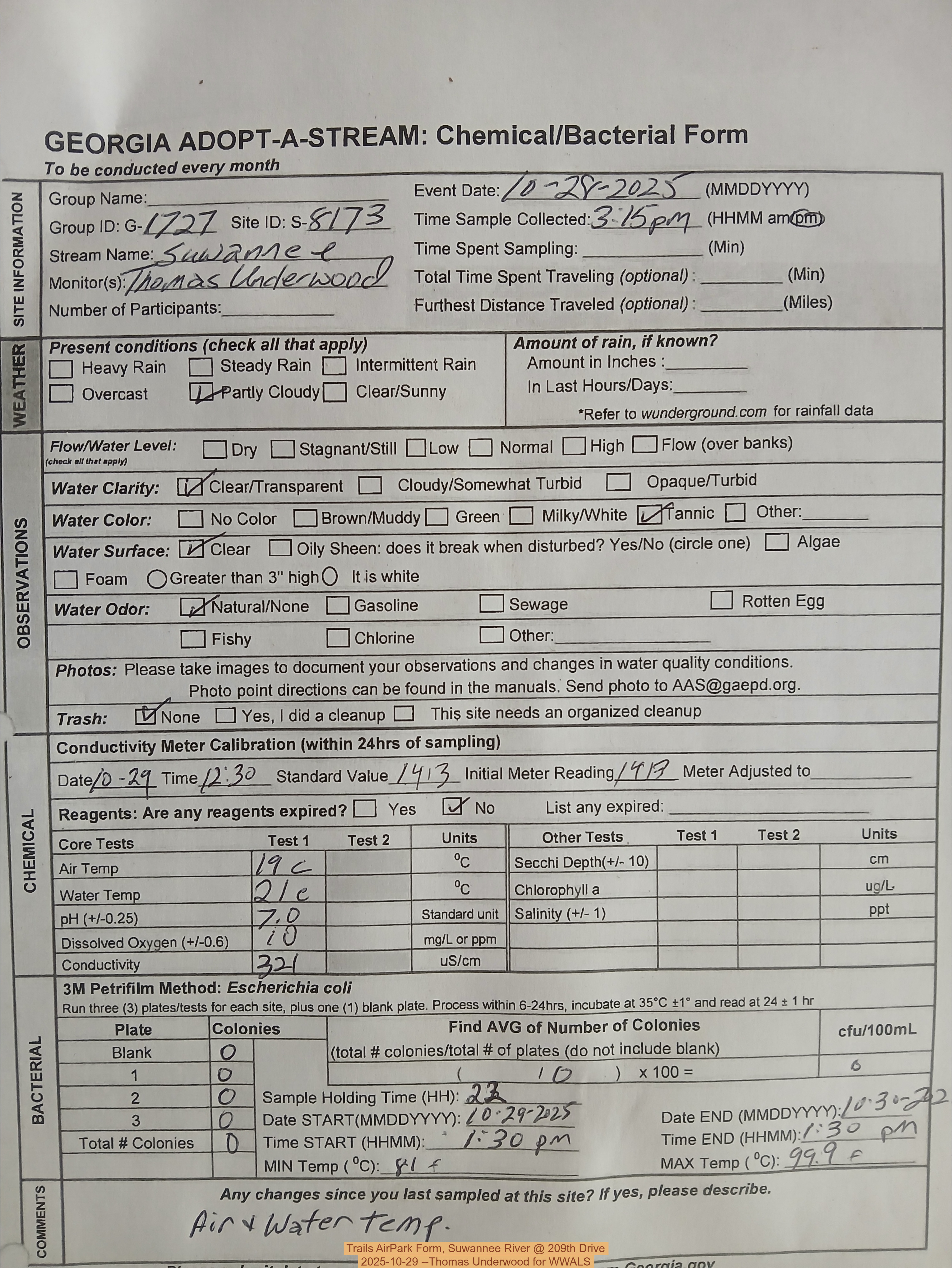 Trails AirPark Form, Suwannee River @ 209th Drive 2025-10-29 --Thomas Underwood for WWALS