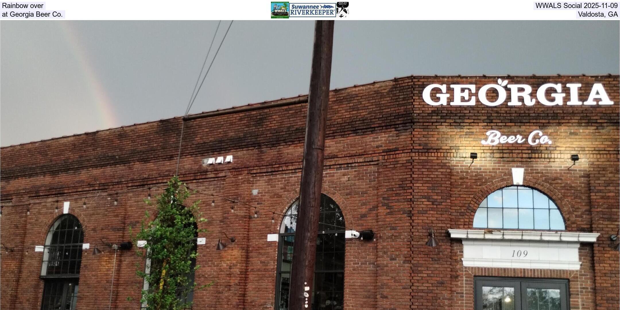 Rainbow over WWALS Social 2025-11-09, at Georgia Beer Co., Valdosta, GA