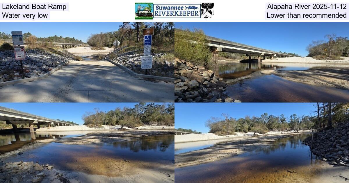 [Lakeland Boat Ramp, Alapaha River 2025-11-12, Water very low, Lower than recommended]