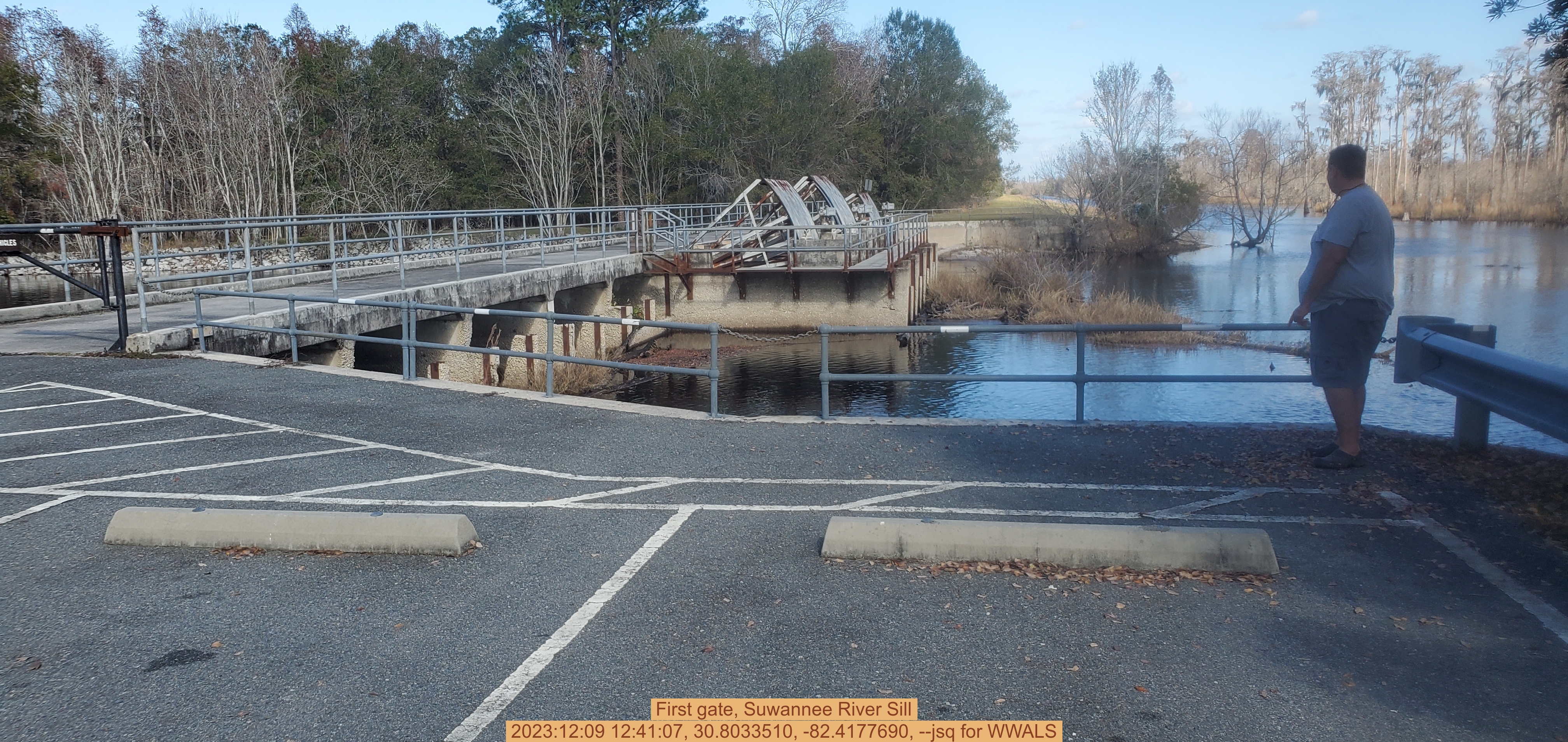 First gate, Suwannee River Sill, 2023:12:09 12:41:07, 30.8033510, -82.4177690, --jsq for WWALS