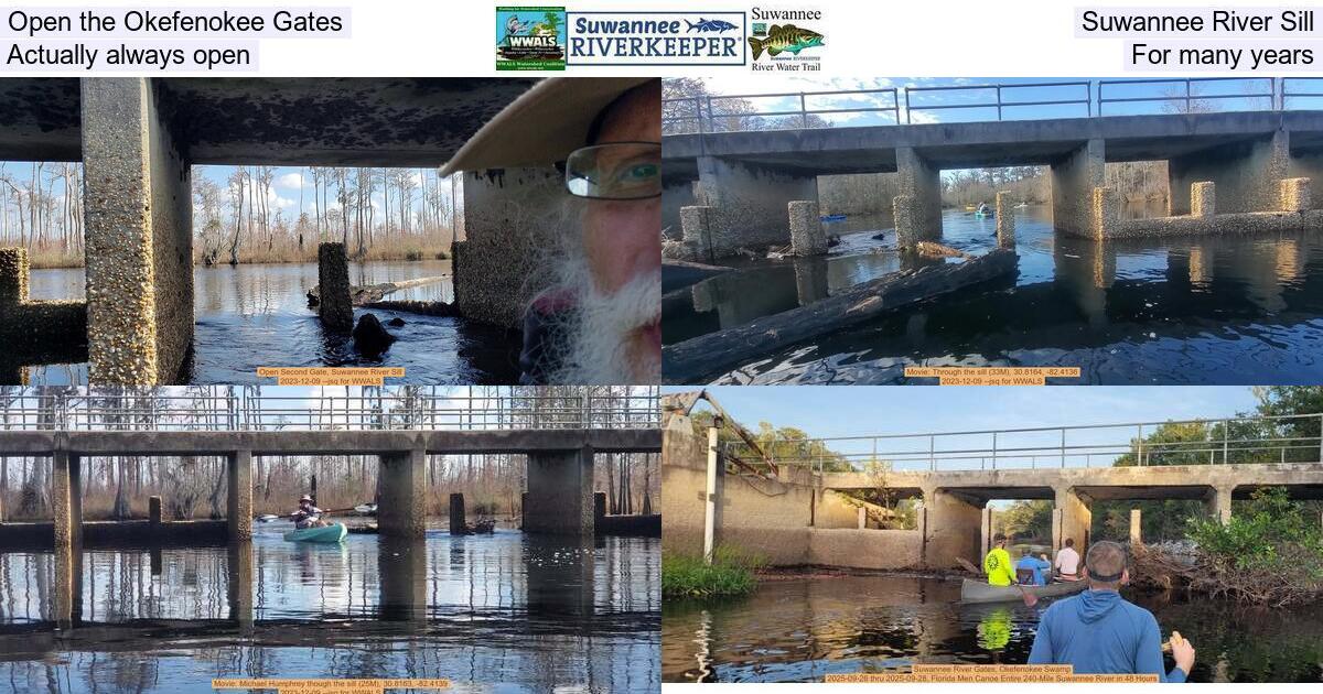 [Open the Okefenokee Gates, Suwannee River Sill, Actually always open, Since around 2000]