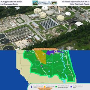 [JEA approved $400 million for treated wastewater 2025-11-18 into Suwannee Basin, Water First North Florida]