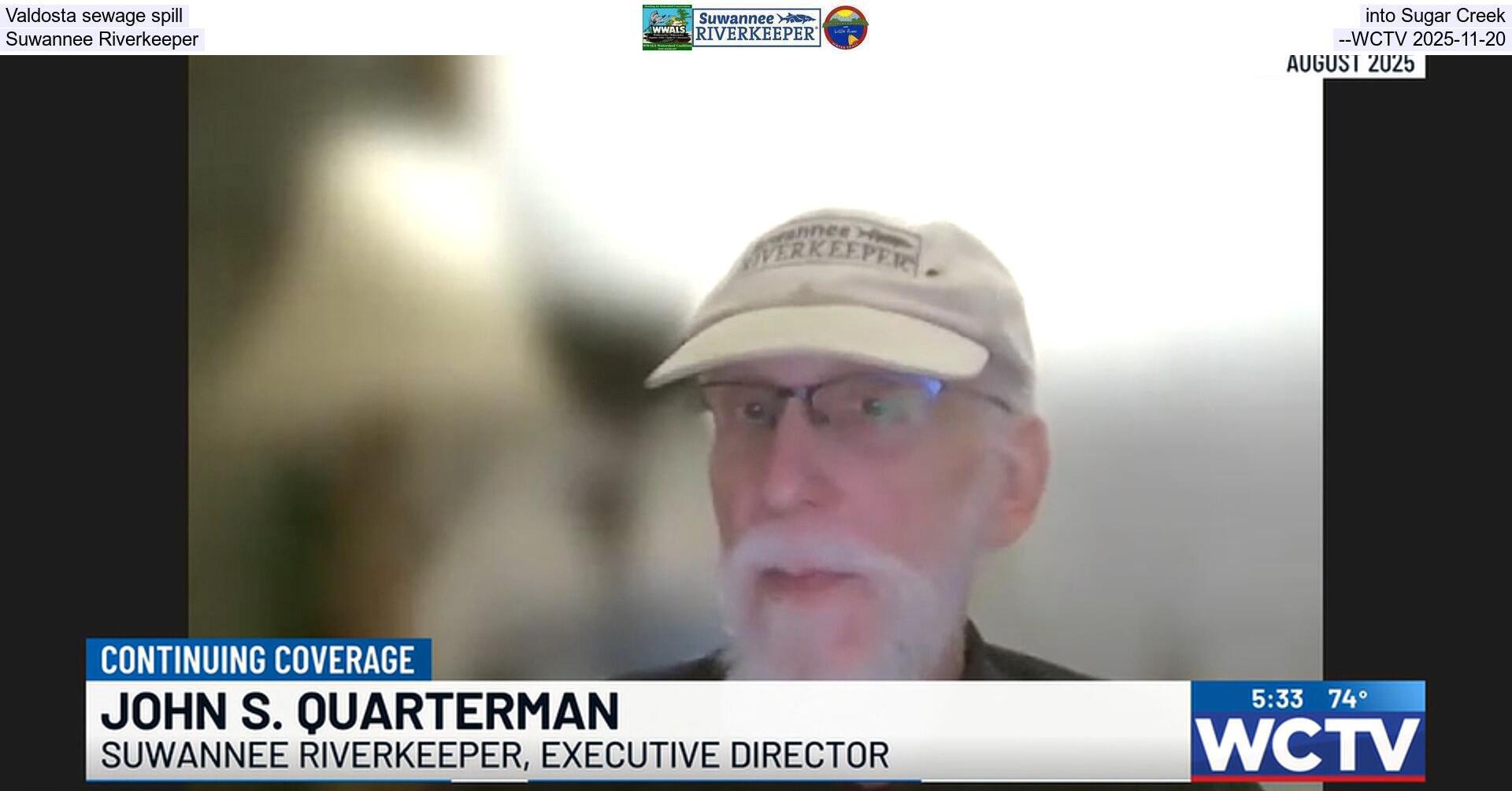 Valdosta sewage spill into Sugar Creek, Suwannee Riverkeeper --WCTV 2025-11-20