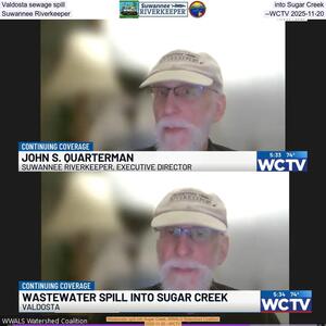 [Valdosta sewage spill into Sugar Creek, Suwannee Riverkeeper --WCTV 2025-11-20]