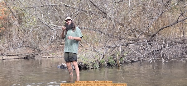 [Will and a Miller Highlife pull-tab can, 2025:11:22 12:59:35, 30.6957333, -83.4484621 --jsq for WWALS]