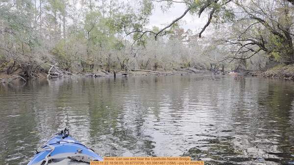 [Movie: Can see and hear the Clyattville-Nankin Bridge, 2025:11:22 16:56:05, 30.6773739, -83.3961467 (15M) --jsq for WWALS]