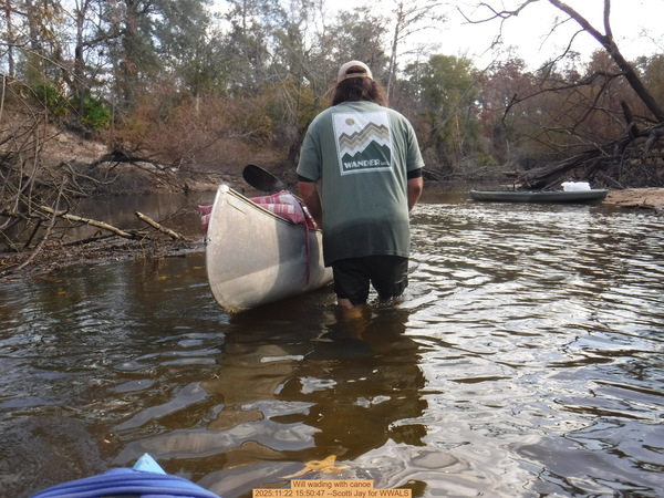[Will wading with canoe, 2025:11:22 15:50:47 --Scotti Jay for WWALS]
