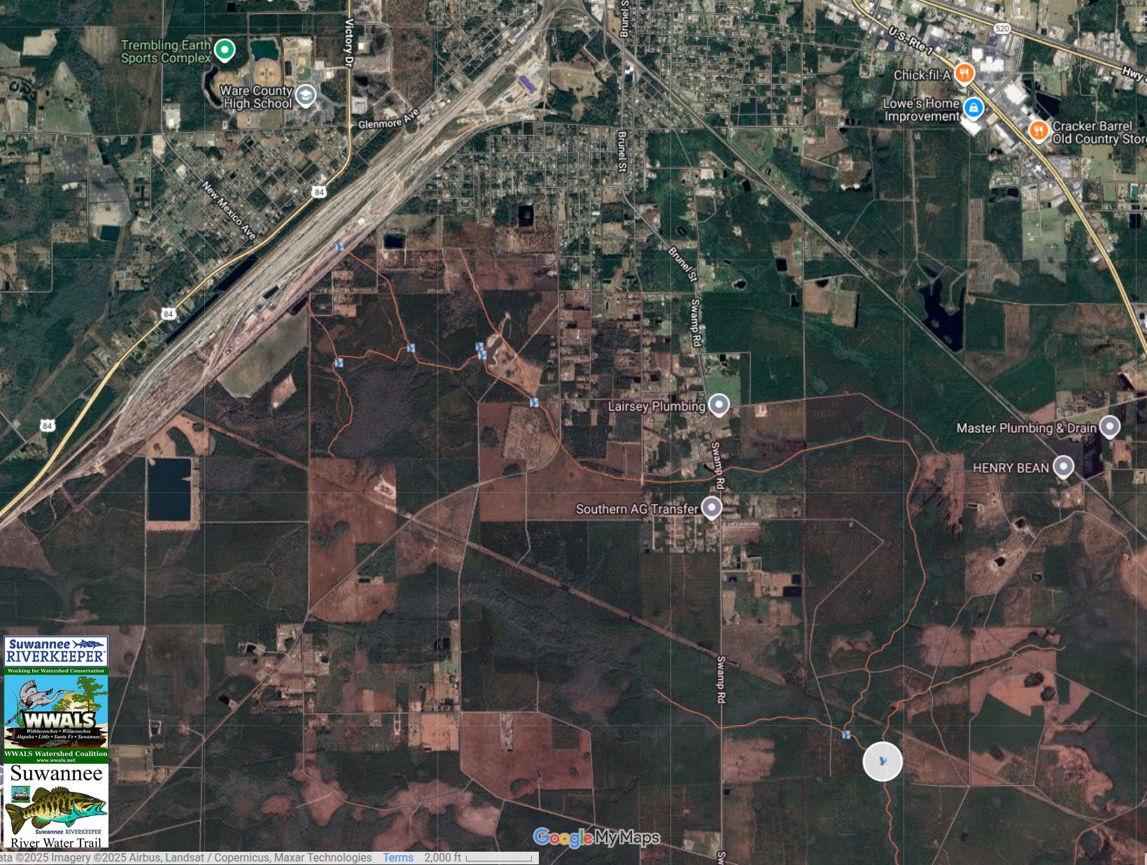 Map: Rice Yard into Lees Branch --SRWT 2025-11-23
