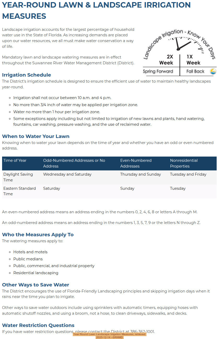 Year Round Lawn Landscape Irrigation Measures, retrieved 2025-12-14 --SRWMD