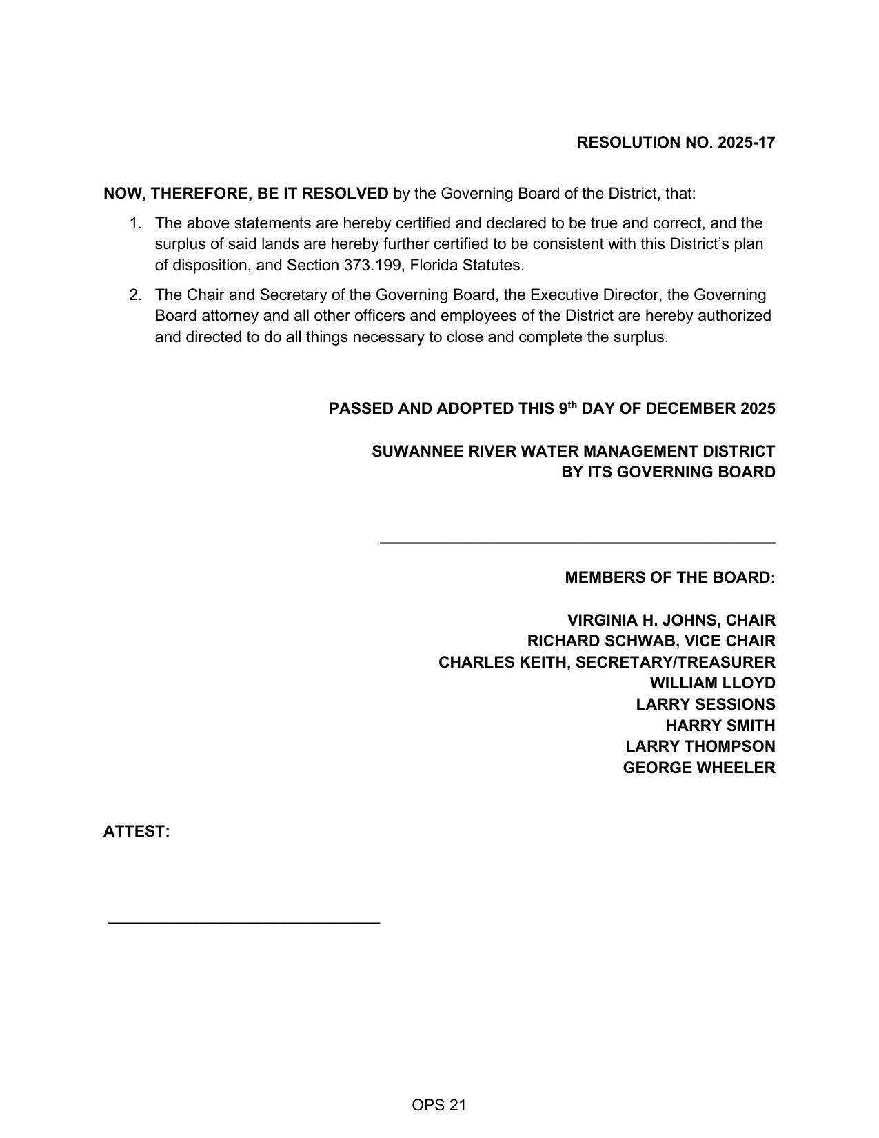 RESOLUTION NO. 2025-17