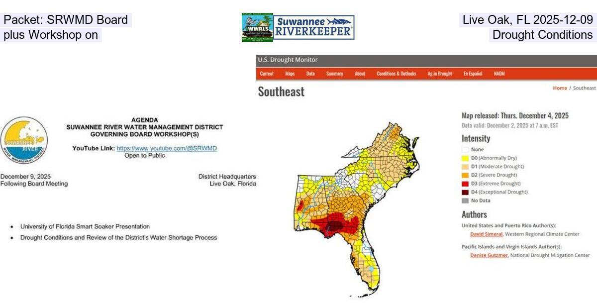 [Packet: SRWMD Board, Live Oak, FL 2025-12-09, plus Workshop on Drought Conditions]
