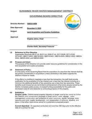 [GOVERNING BOARD DIRECTIVE Land Acquisition and Surplus Guidelines December 9, 2025]