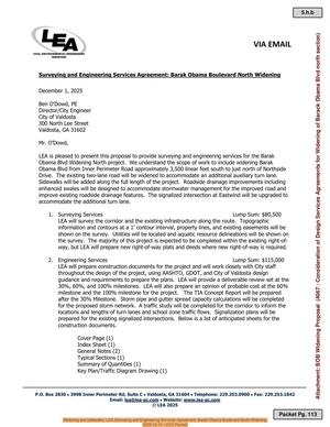 [Widening and sidewalks: LEA Surveying and Engineering Services Agreement: Barak Obama Boulevard North Widening, 2025-12-11 --VCC Packet]