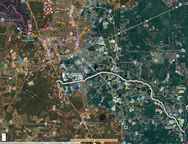 [Map: Mud Swamp Creek, Suwannee River Basin]