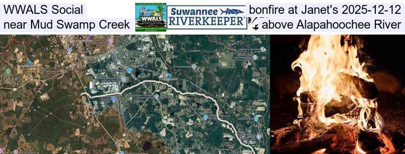 WWALS Social, bonfire at Janet's, near Mud Swamp Creek, above Alapahoochee River