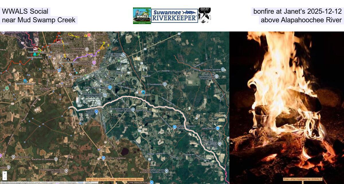WWALS Social, bonfire at Janet's, near Mud Swamp Creek, above Alapahoochee River