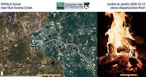 [WWALS Social, bonfire at Janet's, near Mud Swamp Creek, above Alapahoochee River]