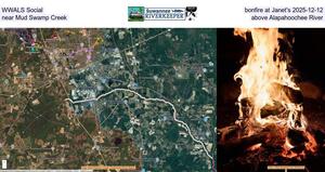 [WWALS Social, bonfire at Janet's, near Mud Swamp Creek, above Alapahoochee River]