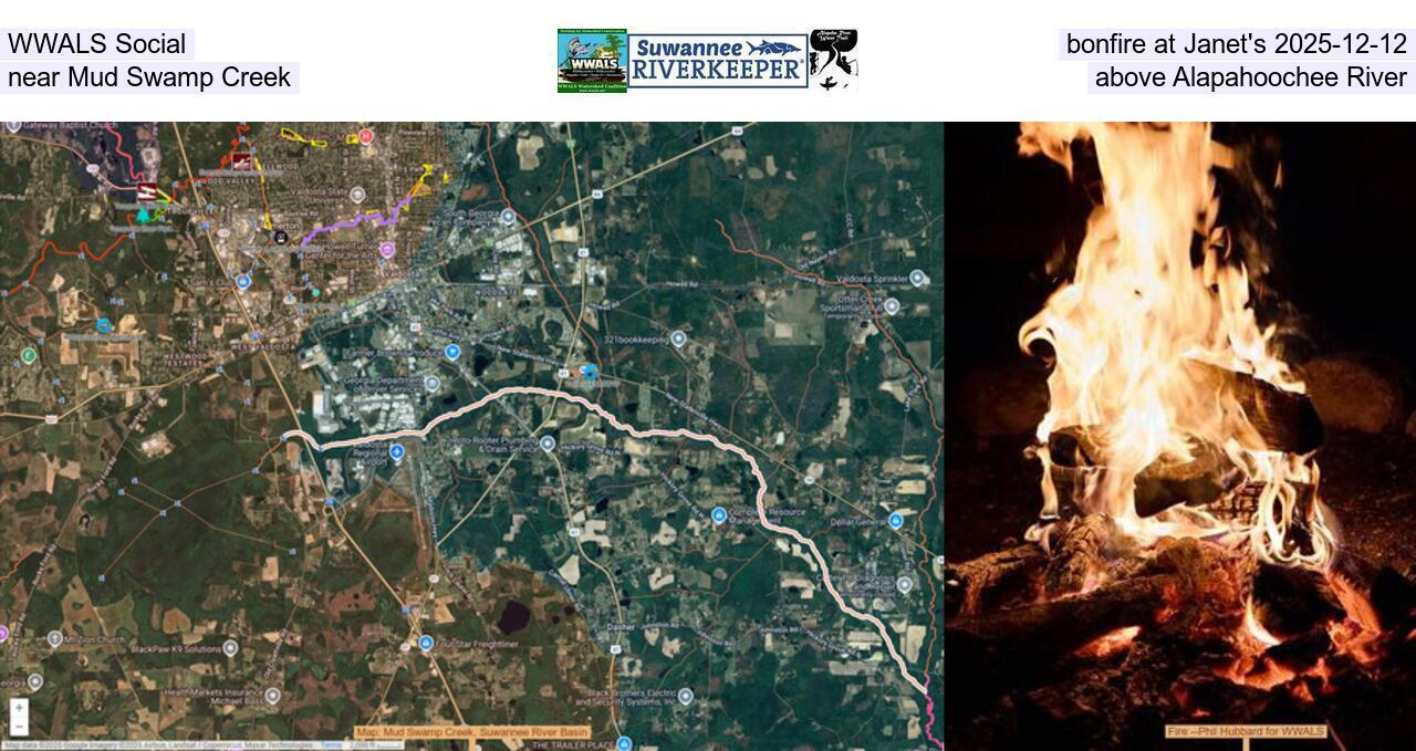 WWALS Social, bonfire at Janet's, near Mud Swamp Creek, above Alapahoochee River