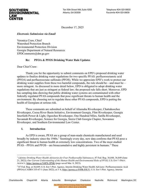 [Re: PFOA & PFOS Drinking Water Rule Updates]