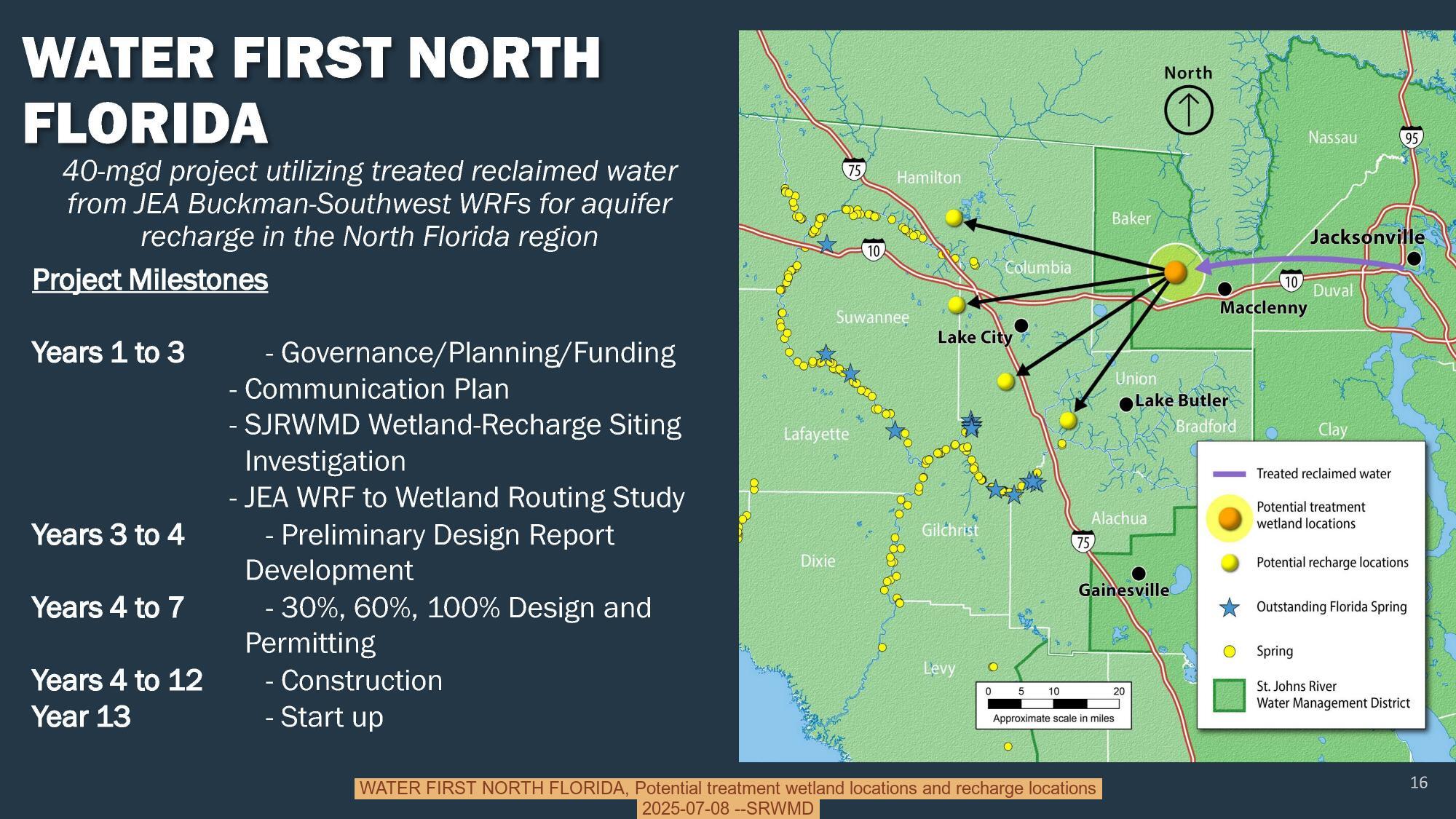 WATER FIRST NORTH FLORIDA, Potential treatment wetland locations and recharge locations, 2025-07-08 --SRWMD