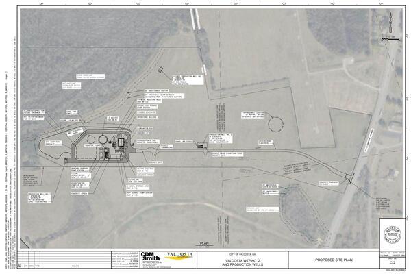 [Proposed Site Plan, Valdosta WTP No. 2 and Production Wells, 2025-07-01 --CDM Smith for City of Valdosta]