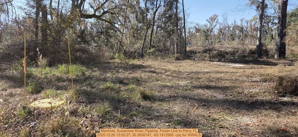 [Manhole, Suwannee River, Pipeline, Power Line to Perry, FL, 2025:12:20 13:02:27, 30.3658147, -83.1912569 --jsq for WWALS]