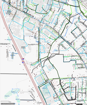 [Map: Valdosta Sewer Water Lines, 2026-01-03 --Valor GIS]