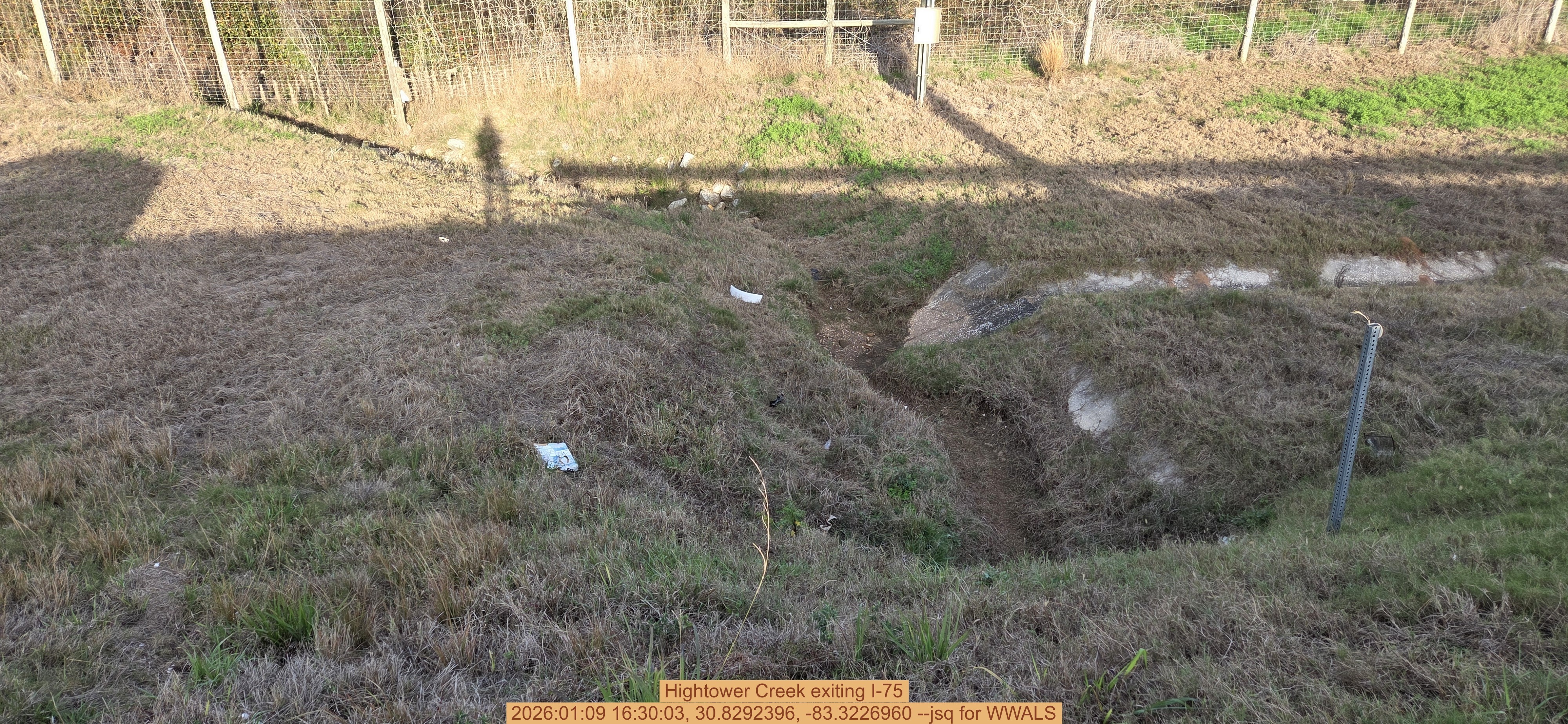 Hightower Creek exiting I-75, 2026:01:09 16:30:03, 30.8292396, -83.3226960 --jsq for WWALS