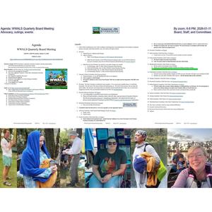 [Agenda: WWALS Quarterly Board Meeting, By zoom, 6-8 PM, 2026-01-11, Advocacy, outings, events, Board, Staff, and Committees]