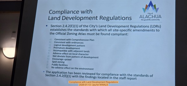 [Compliance with Land Development Regulations, 2026-01-13 --jsq for WWALS]