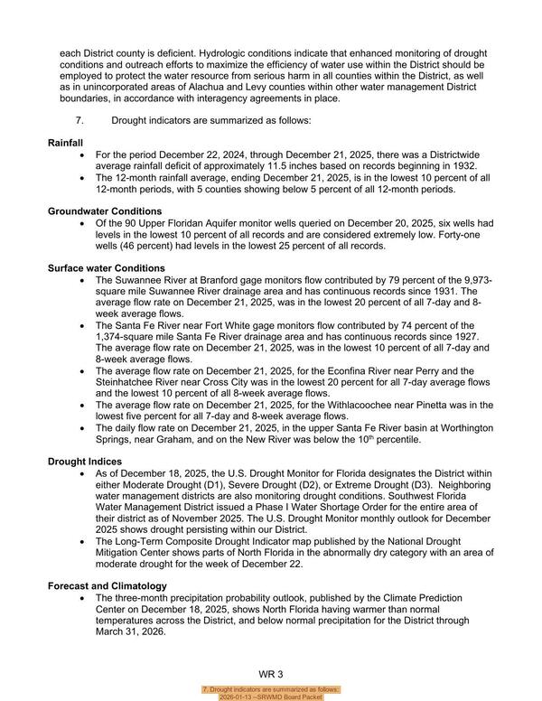 [7. Drought indicators are summarized as follows:, 2026-01-13 --SRWMD Board Packet]