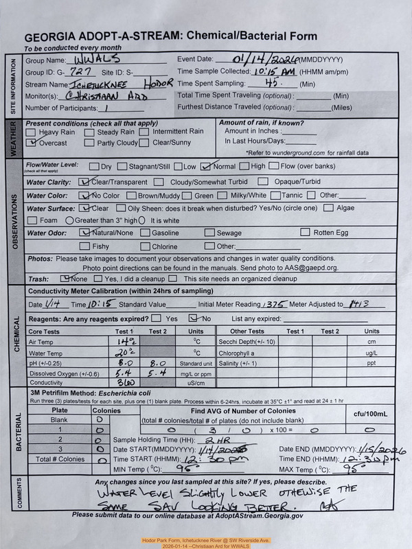 [Hodor Park Form, Ichetucknee River @ SW Riverside Ave. 2026-01-14 --Christiaan Ard for WWALS]