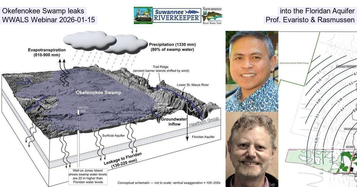 [Okefenokee Swamp leaks into the Floridan Aquifer, WWALS Webinar 2026-01-15, Prof. Evaristo & Rasmussen]