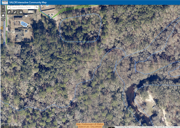 [Map: Foxborough Lift Station, 2026-01-20 --VALORGIS]